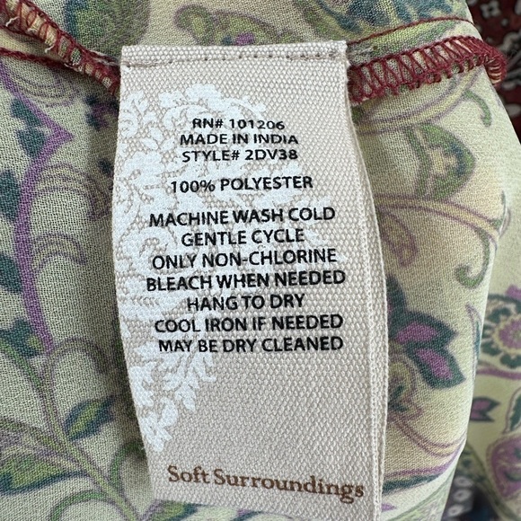 Soft Surroundings Womens Langdon Top Size XL Patchwork Paisley Tie Neck Blouse - Picture 7 of 10